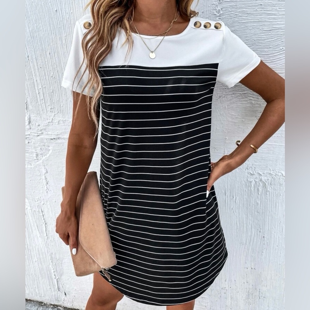Striped Button Dress